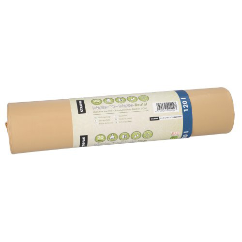 Müllsäcke aus 100% PCW "Waste-To-Waste" 120 l 109 cm x 70,5 cm braun 45 my