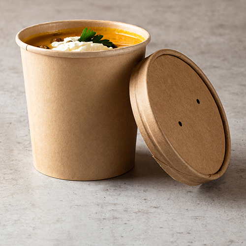 Suppenbecher, Pappe 470 ml Ø 9,8 cm · 10 cm braun