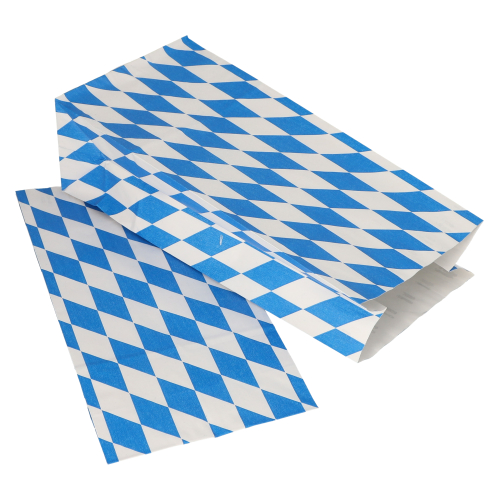 Hähnchenbeutel, Papier mit Alu-Einlage 28 cm x 13 cm x 8 cm "Bayrisch blau" 1/1
