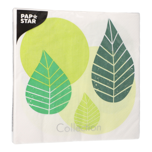 Servietten, 3-lagig 1/4-Falz 40 cm x 40 cm grün "Graphic Leaves"