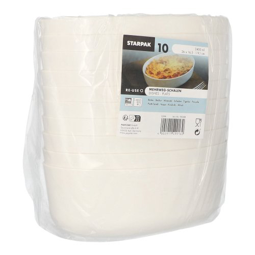 Mehrweg-Schalen oval 2400 ml 9,1 cm x 16,5 cm x 26 cm weiss "Cella"