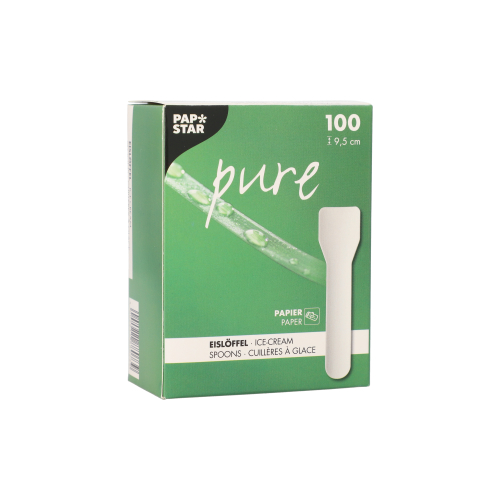 Eislöffel, Papier "pure" 9,5 cm weiss