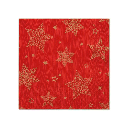 Servietten, 3-lagig 1/4-Falz 25 cm x 25 cm rot "Christmas Shine"
