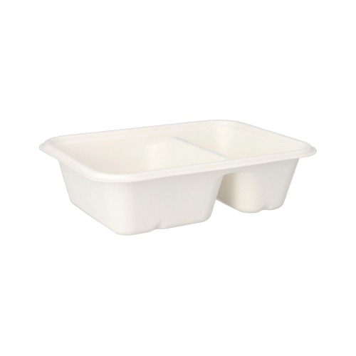 Schalen, Zuckerrohr "pure" 2-geteilt 5,6 cm x 15,3 cm x 20,3 cm weiss