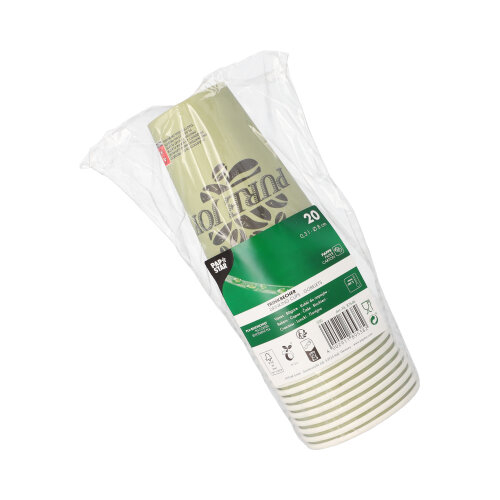Trinkbecher, Pappe 0,3 l Ø 8 cm · 11,7 cm grün "Pure Joy"