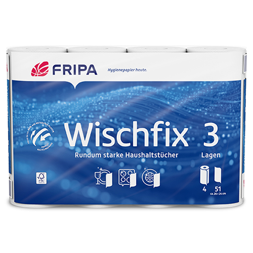 Rollen Küchenrollen 3-lagig 26 cm x 23,8 cm weiss "Wischfix" 51 Blatt