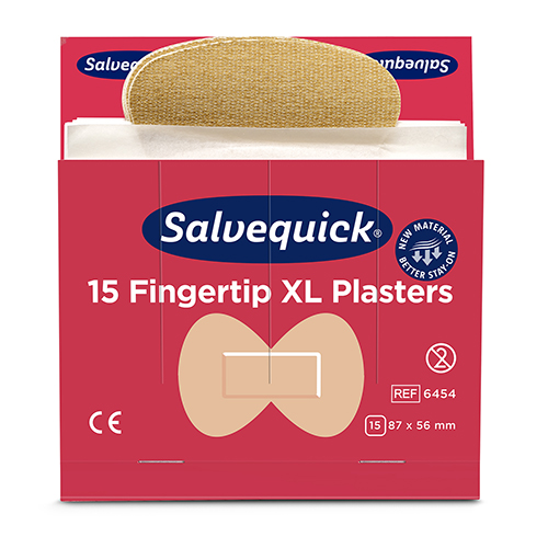 Set "Cederroth" Salvequick Textil Pflaster (15 Stück) 87 mm x 56 mm braun "Fingertip XL"