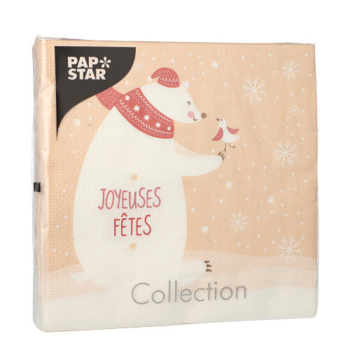Servietten, 3-lagig 1/4-Falz 33 cm x 33 cm "L'ours Blanc"