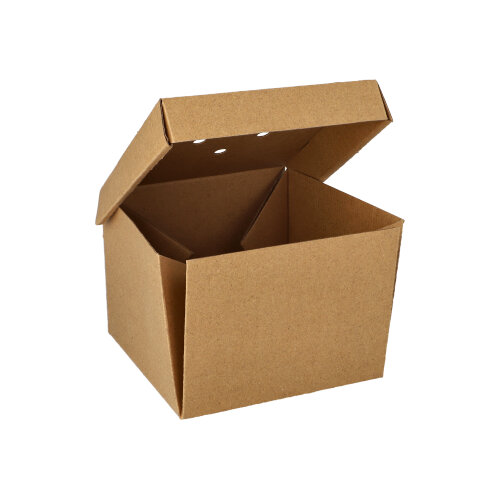 Burgerboxen, Pappe "pure" 10 cm x 13 cm x 13 cm braun faltbar, klein