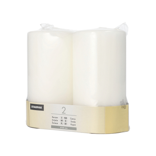 Stumpenkerzen Ø 80 mm · 150 mm weiss mit Flachkopf