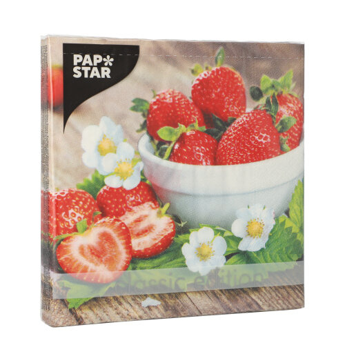 Servietten, 3-lagig 1/4-Falz 33 cm x 33 cm "Strawberry Taste"