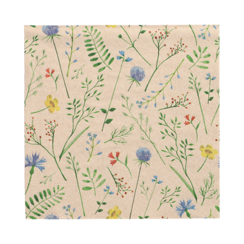 Servietten, 3-lagig 1/4-Falz 33 cm x 33 cm natur "Sommaräng" aus recyceltem Papier