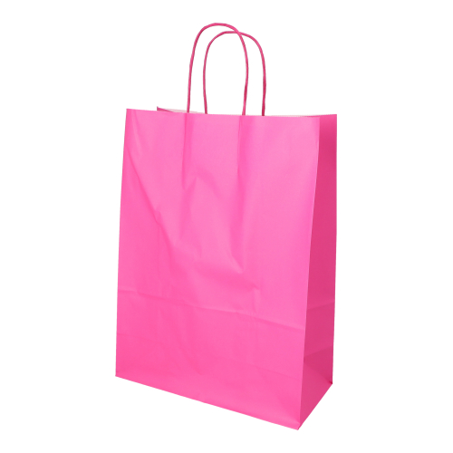 Tragetaschen, Papier 35 cm x 26 cm x 12 cm pink mit gedrehtem Tragegriff