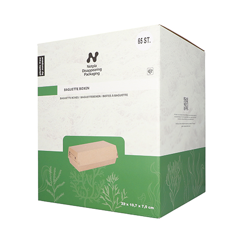 Baguetteboxen, Pappe "NOTPLA" 7,5 cm x 10,7 cm x 22 cm braun