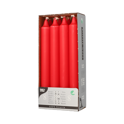 Kronkerzen Ø 2,4 cm · 20 cm rot aus 100 % Stearin