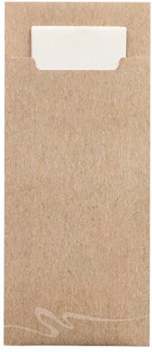 Bestecktaschen 20 cm x 8,5 cm natur inkl. weißer Serviette