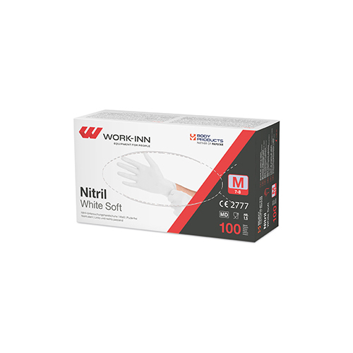 "WORK-INN/PS" Handschuhe Nitril puderfrei "White Soft" weiss Größe: M