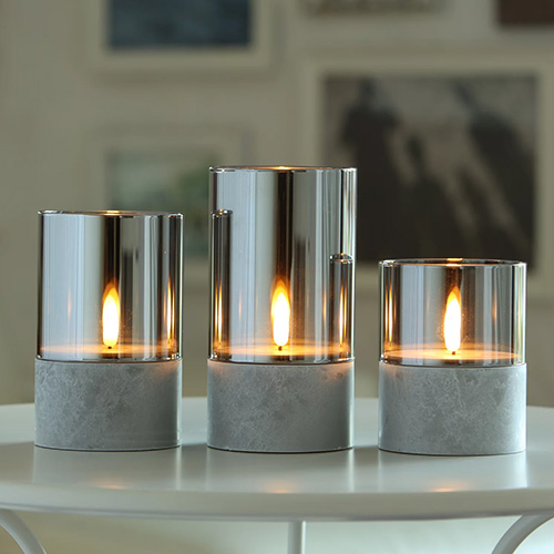 LED-Kerze Ø 8 cm · 10 cm grau "Gracia" klein