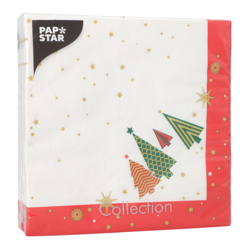 Servietten, 3-lagig 1/4-Falz 40 cm x 40 cm "Plain Christmas Trees"