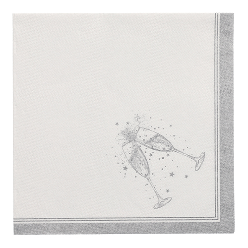 Servietten "ROYAL Collection" 1/4-Falz 40 cm x 40 cm silber "Festivities"