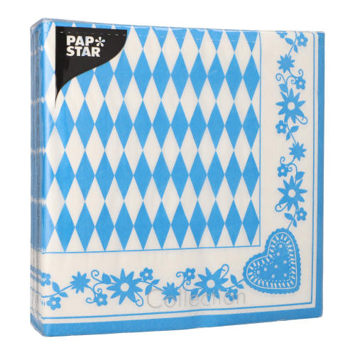 Servietten, 3-lagig 1/4-Falz 40 cm x 40 cm "Bayrisch Blau"