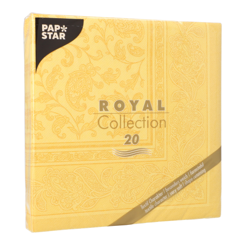 Servietten "ROYAL Collection" 1/4-Falz 40 cm x 40 cm gelb "Ornaments"