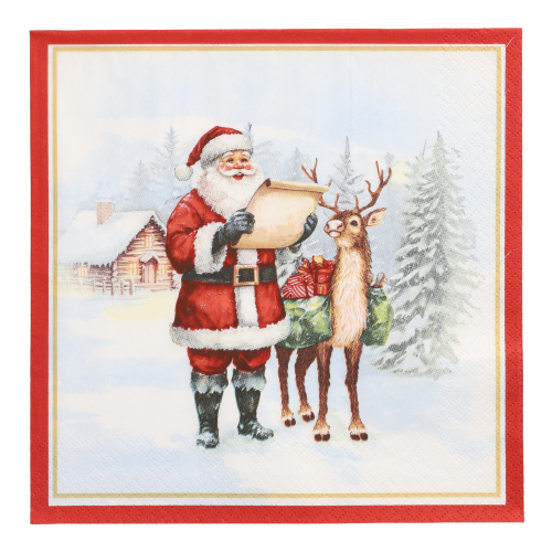 Servietten, 3-lagig 1/4-Falz 40 cm x 40 cm "Dear Santa"