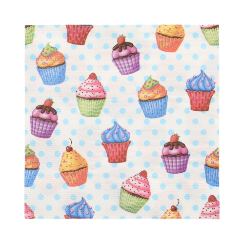 Servietten, 3-lagig 1/4-Falz 33 cm x 33 cm "Cupcakes"