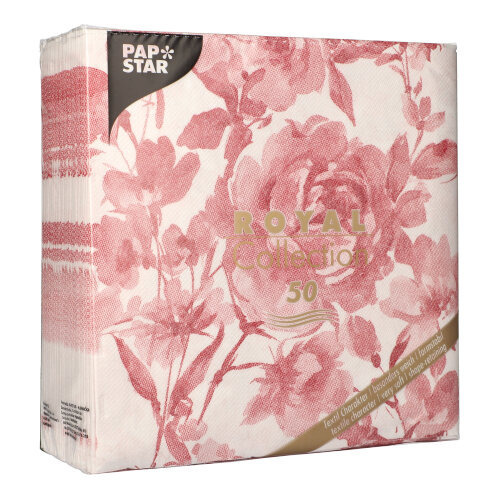 Servietten "ROYAL Collection" 1/4-Falz 40 cm x 40 cm bordeaux "Rose"