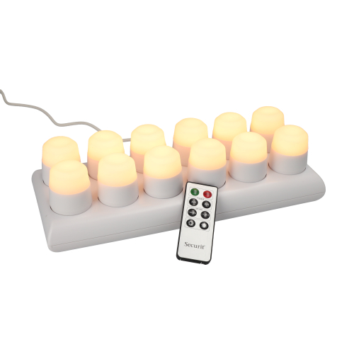 LED-Teelichte inkl. Ladestation Ø 4 cm · 5 cm weiss "Amsterdam" Leuchtdauer 12-40h