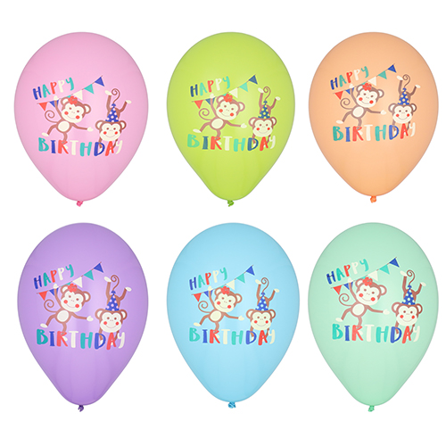 Luftballons Ø 29 cm farbig sortiert "Monkey Birthday" Luftballons Ø 29 cm farbig sortiert "Monkey Birthday"