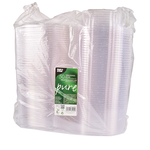 Feinkost- und Salatschalen mit Klappdeckeln, PLA "pure" 750 ml 6,6 cm x 20,5 cm x 16,8 cm