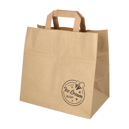 Tragetaschen, Papier 25 cm x 26 cm x 17 cm braun "Icelove" mit Tragegriff