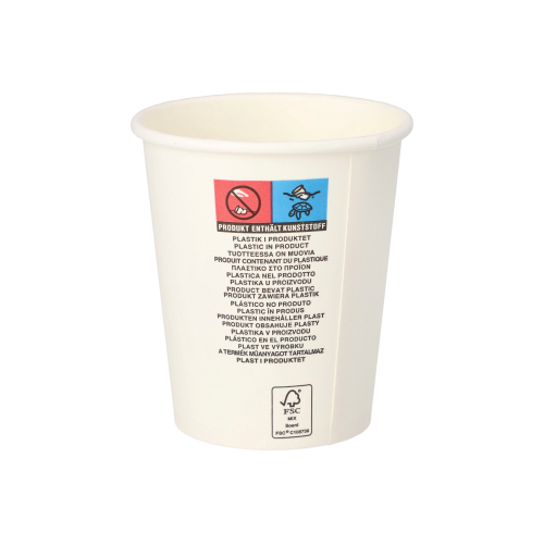 Trinkbecher, Pappe "To Go" 0,2 l Ø 8 cm · 9,2 cm weiss