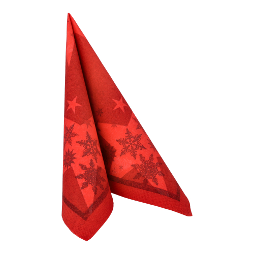 Servietten "ROYAL Collection" 1/4-Falz 40 cm x 40 cm rot "Stars and Snowflakes"