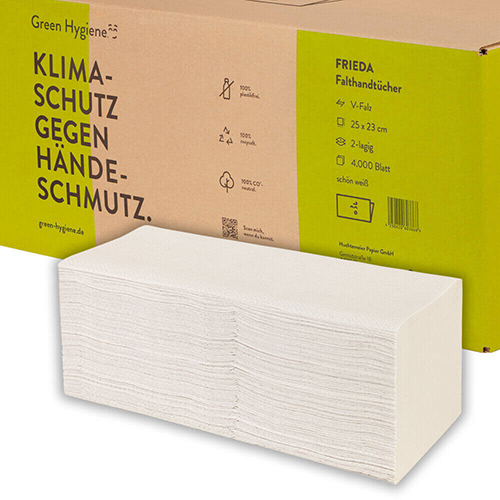 Blatt "Green Hygiene" Handtuchpapier "FRIEDA" V-Falz 23 cm x 25 cm 2-lagig (20x200)