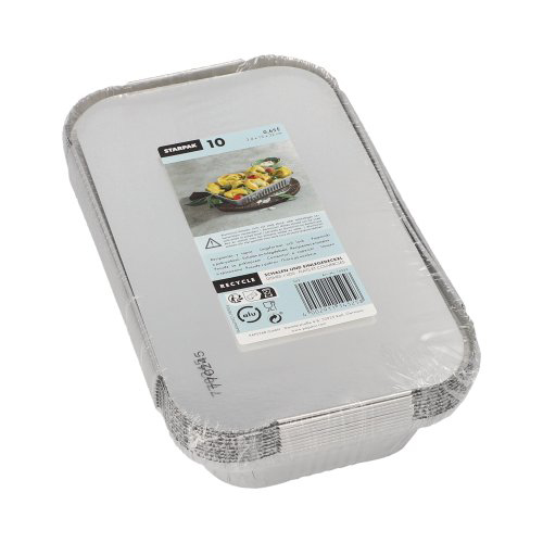 Schalen, Alu + Einlegedeckel, PP-beschichtet eckig 0,65 l 3,4 cm x 13 cm x 22 cm für Lasagne