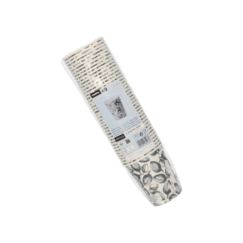 Trinkbecher, Pappe "To Go" 0,2 l Ø 8 cm · 9,1 cm weiss "Leaves"