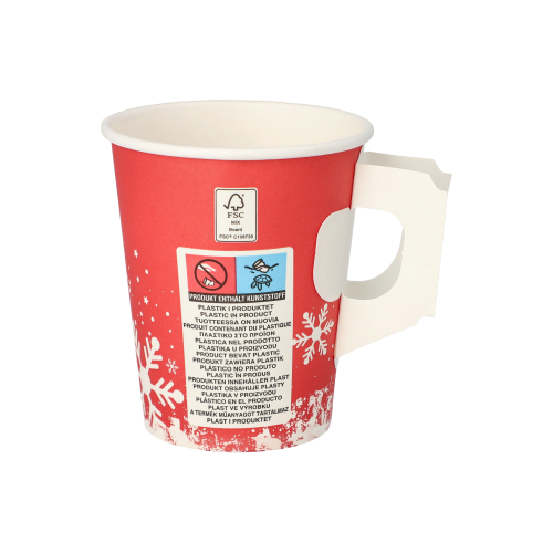 Trinkbecher mit Henkel, Pappe 0,2 l Ø 8 cm · 9,3 cm "Winter Time"