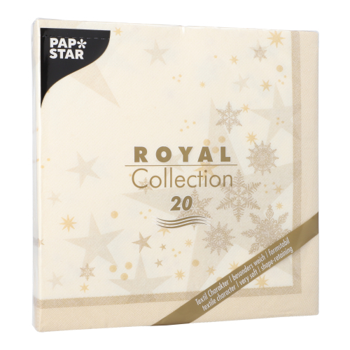 Servietten "ROYAL Collection" 1/4-Falz 40 cm x 40 cm champagner "Stars and Snowflakes"