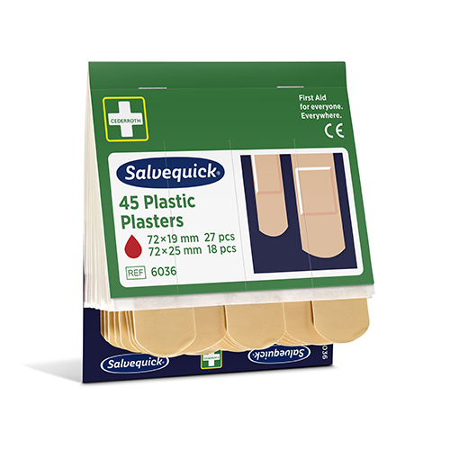 Set "Cederroth" Salvequick Plastic Pflaster (45 Stück) braun , wasserabweisend, Refill