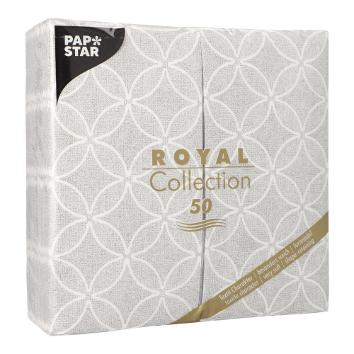 Servietten "ROYAL Collection" 1/8-Falz 40 cm x 40 cm grau "Circle Flowers"