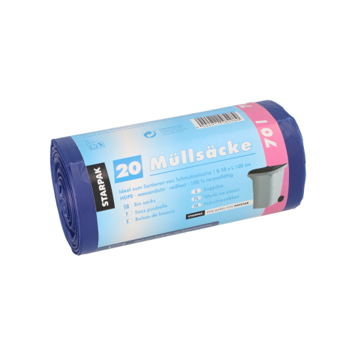 Müllsäcke, HDPE 70 l 100 cm x 58 cm blau 23 my