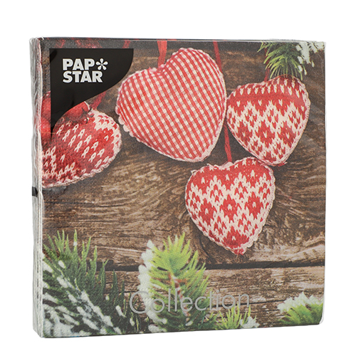Servietten, 3-lagig 1/4-Falz 33 cm x 33 cm "Mes Coeurs"
