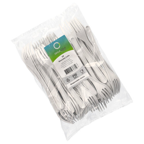 "Circulware" Mehrweg-Gabeln PP-MF 18,5 cm weiss extra stabil