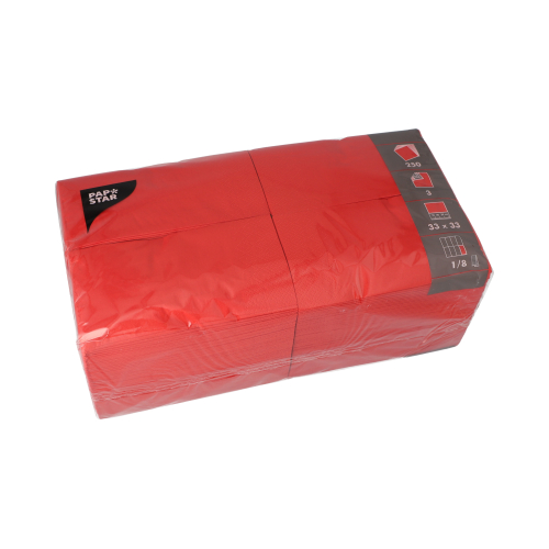 Servietten, 3-lagig 1/8-Falz 33 cm x 33 cm rot