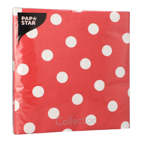 Servietten, 3-lagig 1/4-Falz 40 cm x 40 cm rot "Dots"
