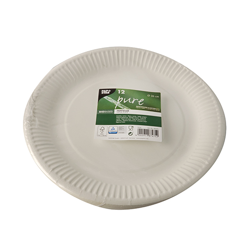 Teller, Pappe "pure" rund Ø 26 cm weiss