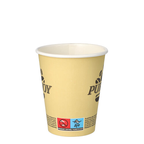 Trinkbecher, Pappe 0,2 l Ø 8 cm · 9,2 cm creme "Pure Joy"