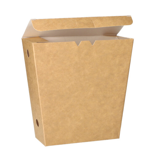 Pommes-Frites-Schütte, Pappe "pure" 4,3 cm x 14,5 cm x 11 cm braun mit Klappdeckel